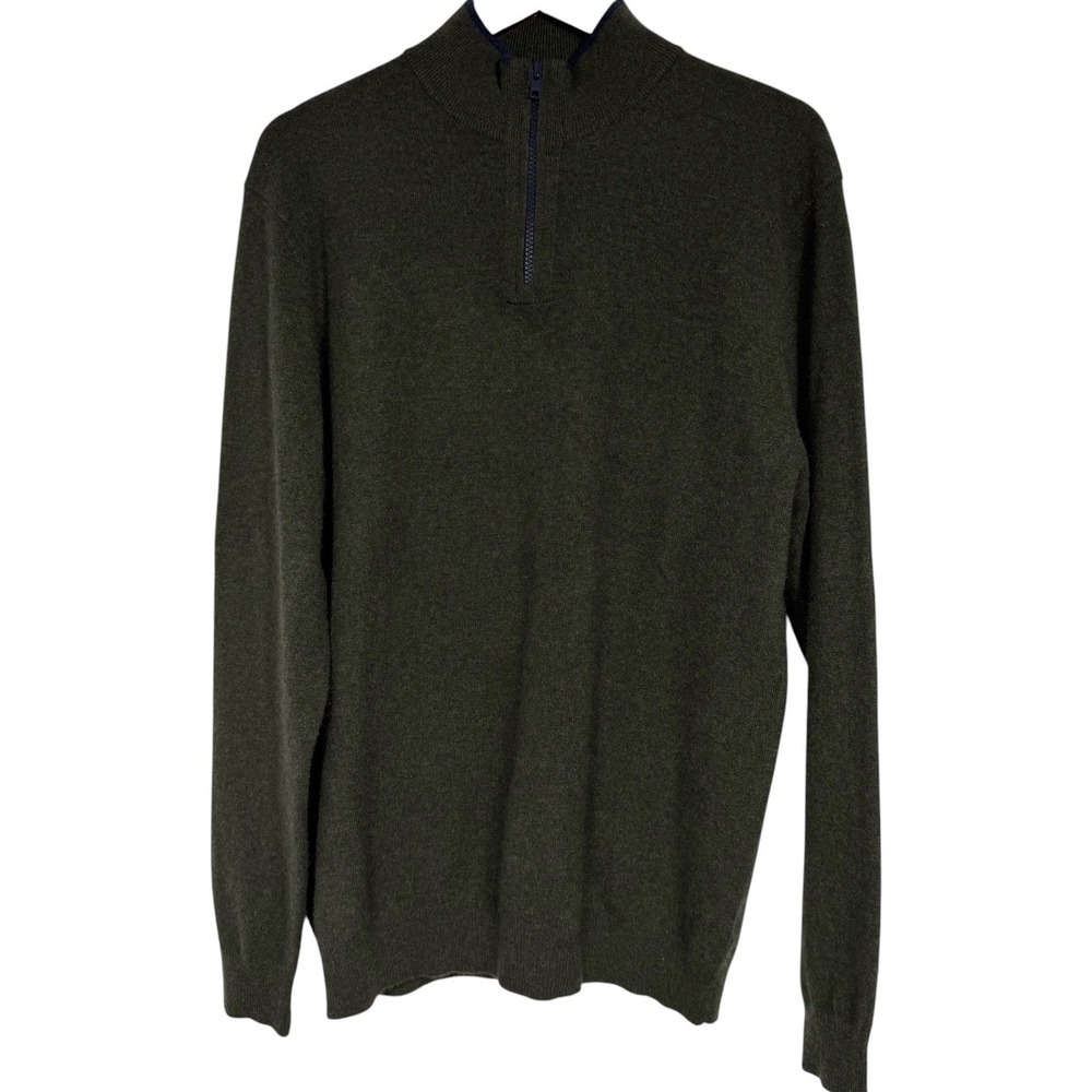 Club Room Luxury Mens Cashmere Quarter Zip Sweater Olive Green L FA17 29323